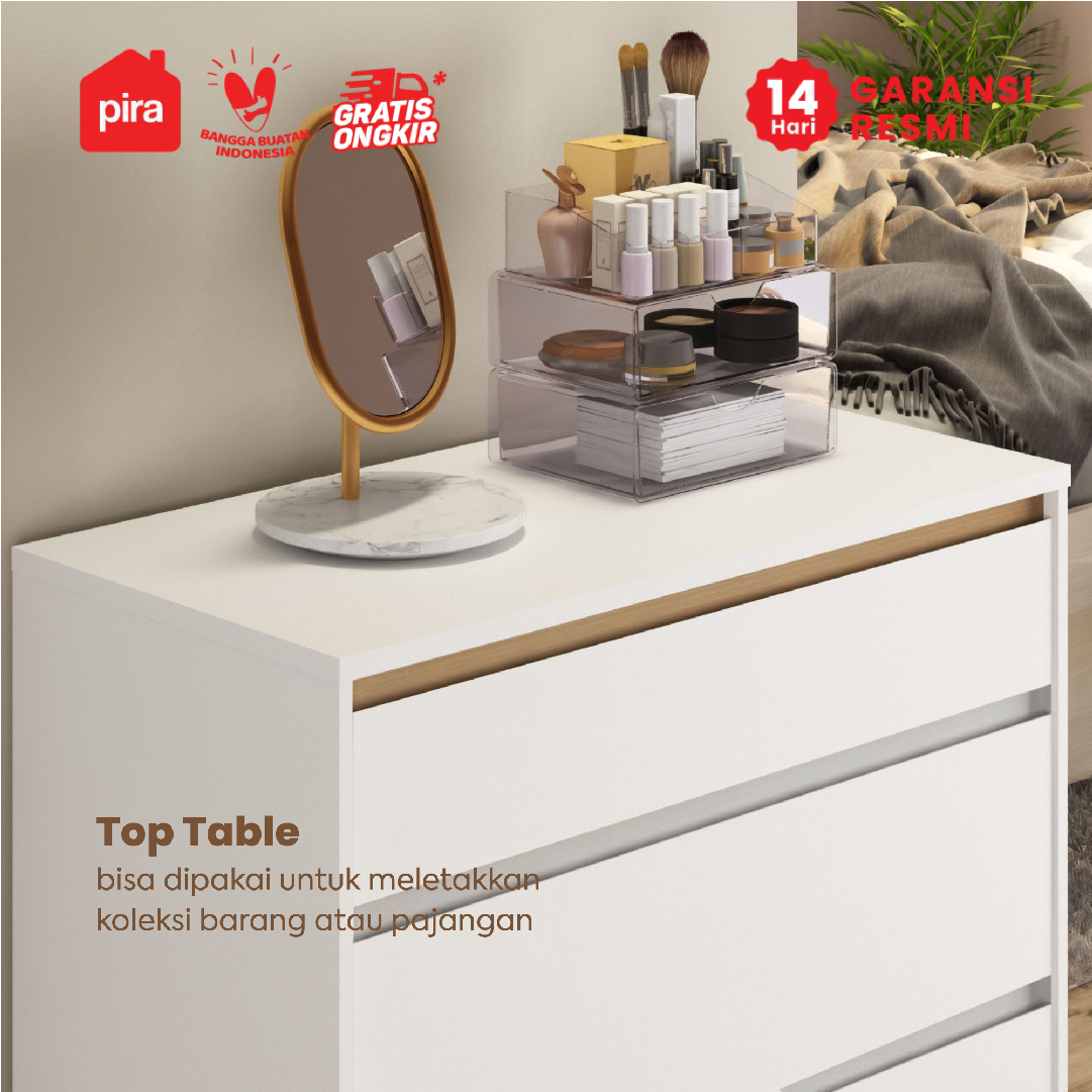 PIRA METROPOLIS OX -  HIRO CH480 LEMARI LACI / LEMARI SUSUN / DRAWER / LACI SUSUN warna WHITE - PRO OAK - PIRA METROPOLIS - foto 7