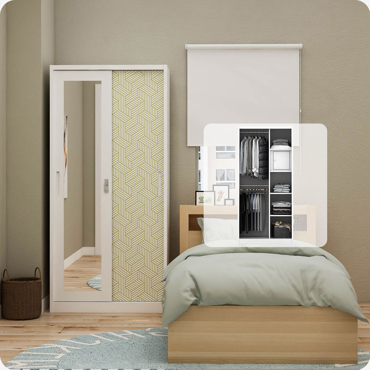 PIRA METROPOLIS - STAHL 90A MWDSL LEMARI PAKAIAN BESI SLIDING / PINTU GESER warna WHITE - OLIVE - METROPOLIS - foto 1