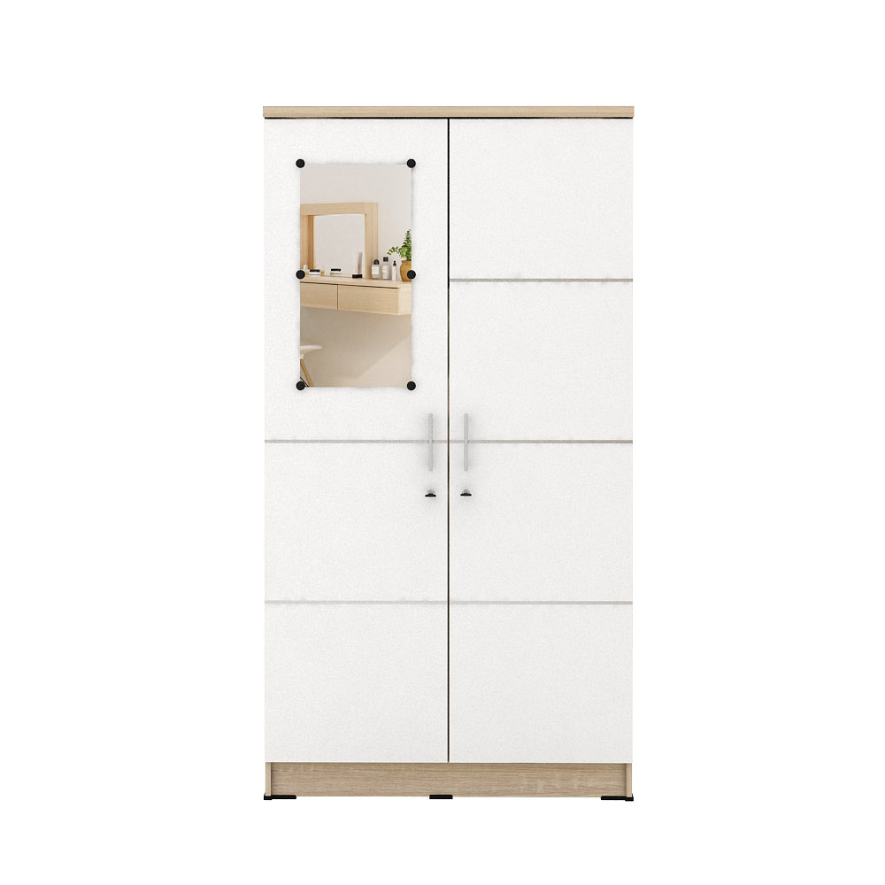 PIRA METROPOLIS - ALBA 2PM LT LEMARI PAKAIAN MEDIUM 2 PINTU warna SONOMA OAK - WHITE - WHITE - METROPOLIS - foto 5