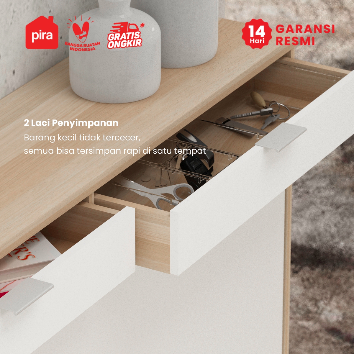 PIRA METROPOLIS - SIMON SR110 DR RAK SEPATU / LEMARI SEPATU / RAK SEPATU SUSUN TERTUTUP warna PRO OAK - WHITE - PIRA METROPOLIS - foto 2