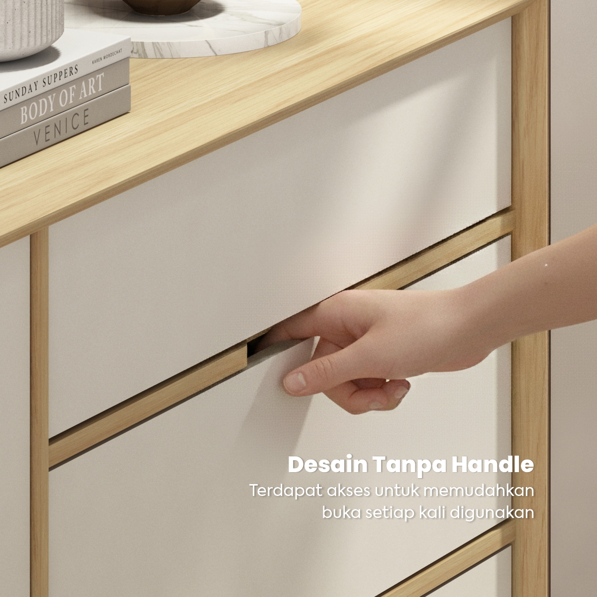 PIRA -  LUCA SB160 BUFET / SIDEBOARD / LEMARI KABINET / MEJA TV warna EURO OAK - LIGHT TAUPE - PIRA - foto 8
