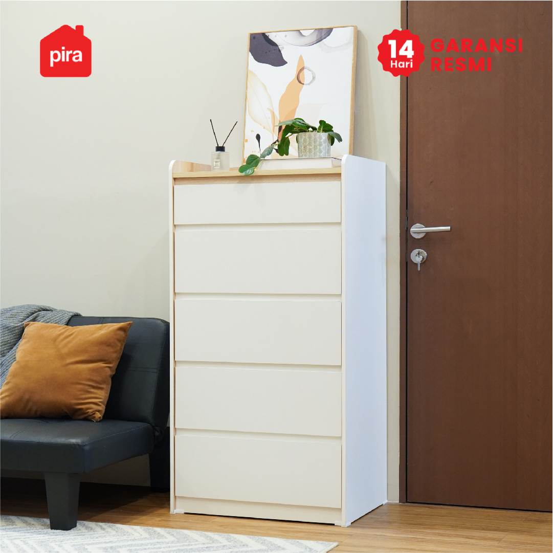 PIRA METROPOLIS - NILS CH5 LEMARI LACI 5 SUSUN / DRAWER / LEMARI SUSUN warna WHITE - PRO OAK - PIRA METROPOLIS - foto 5