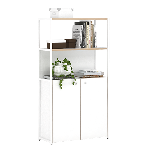 PIRA WORK -  OFISU BC80 RAK BUKU KAKI BESI warna WHITE SM - PRO OAK - PIRA WORK - foto 2