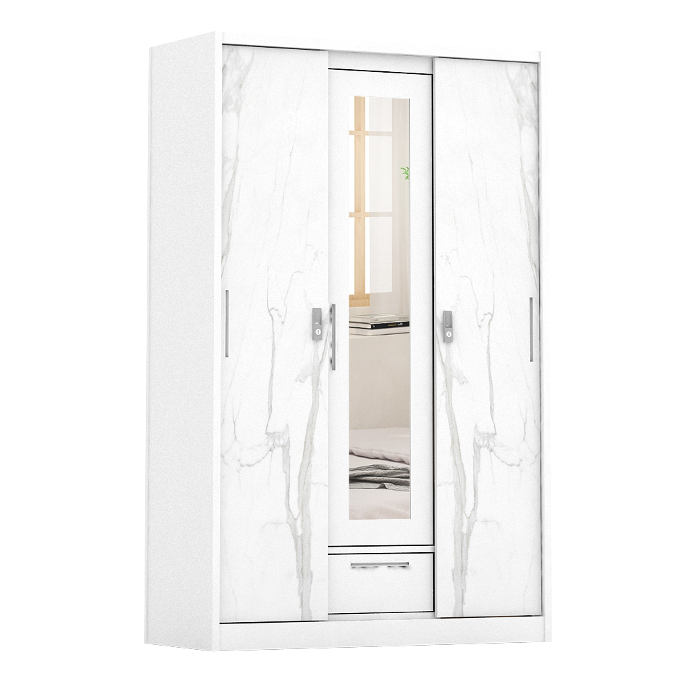 PIRA - CATTA A 3A SSL MWD LEMARI PAKAIAN BESI 3 PINTU warna WHITE - PIRA - foto 7