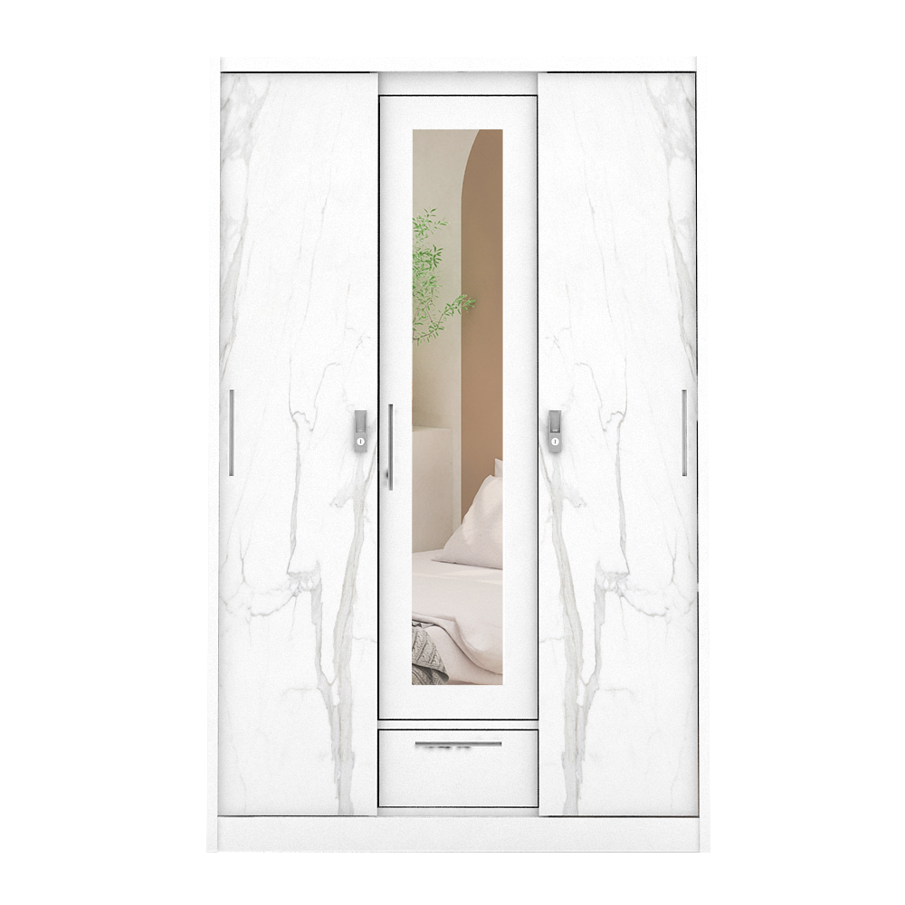 PIRA - CATTA A 3A SSL MWD LEMARI PAKAIAN BESI 3 PINTU warna WHITE - PIRA - foto 8