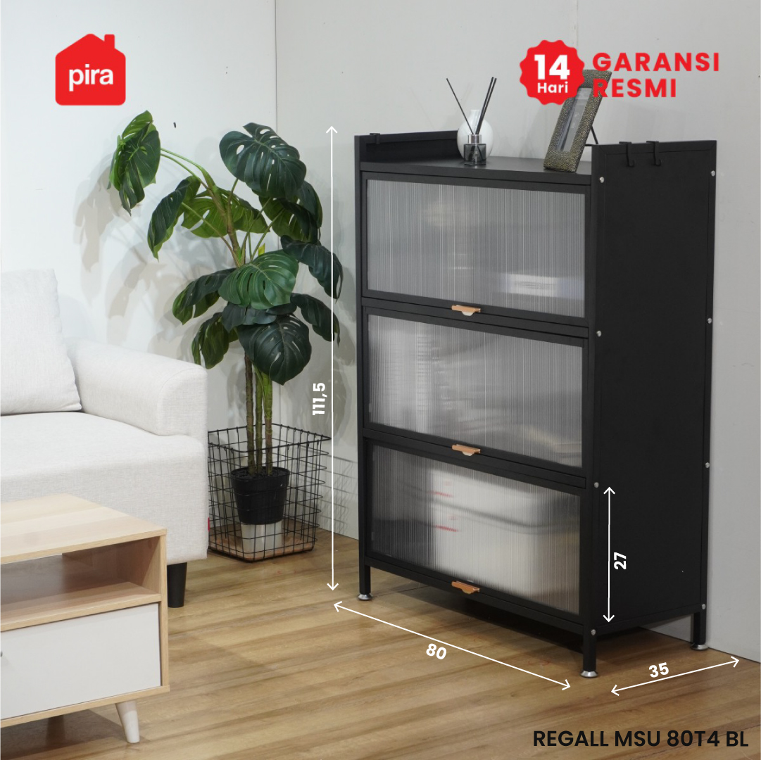 PIRA - REGALL AVA 80T4 LEMARI DAPUR / RAK DAPUR / RAK DAPUR BESI / RAK SUSUN SERBAGUNA warna BLACK - PIRA - foto 1