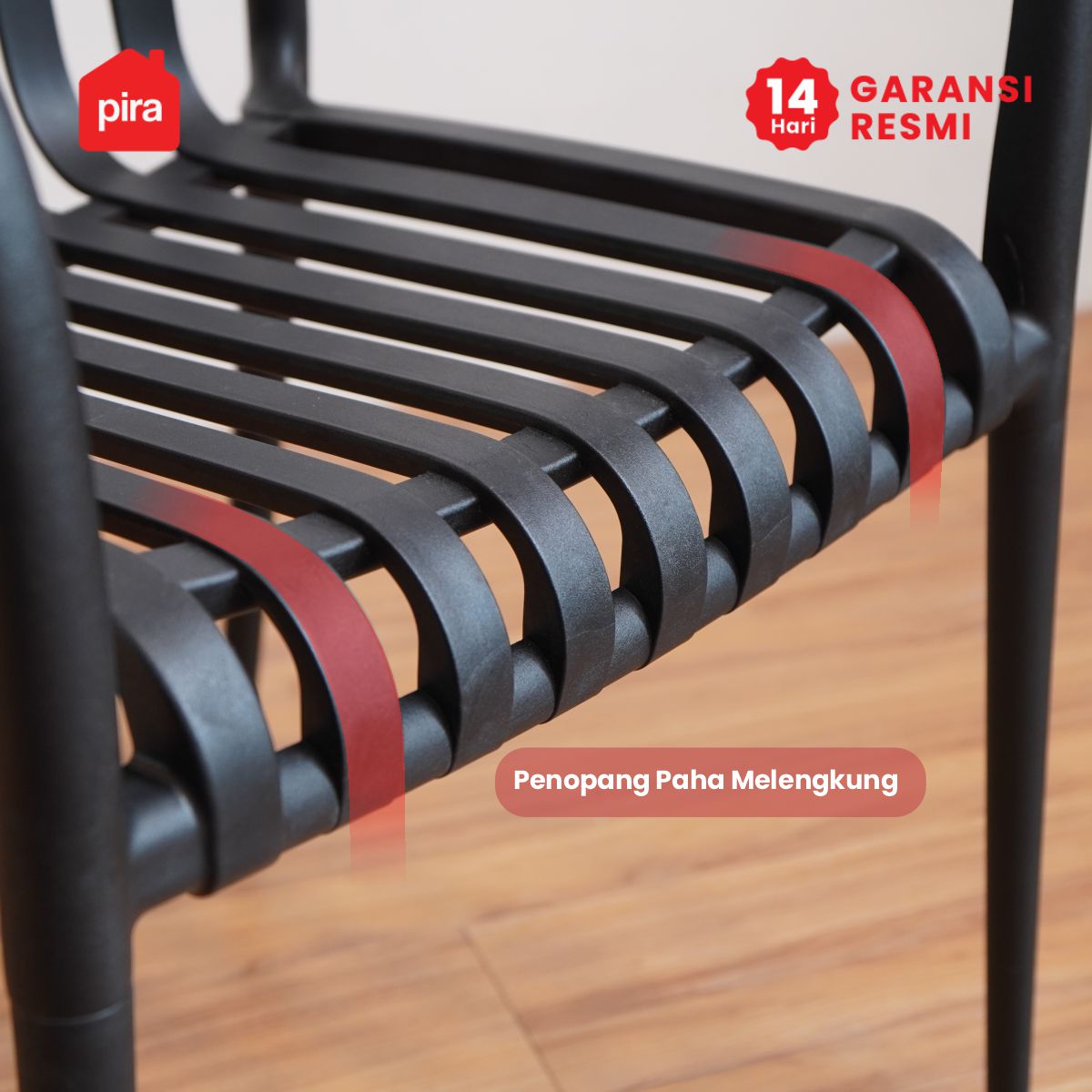 PIRA - CHAI DC KURSI PLASTIK / KURSI MAKAN / KURSI BELAJAR / KURSI SANTAI / KURSI TERAS / KURSI CAFE warna BLACK - PIRA - foto 5