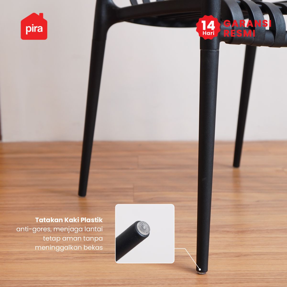PIRA - CHAI DC KURSI PLASTIK / KURSI MAKAN / KURSI BELAJAR / KURSI SANTAI / KURSI TERAS / KURSI CAFE warna BLACK - PIRA - foto 6