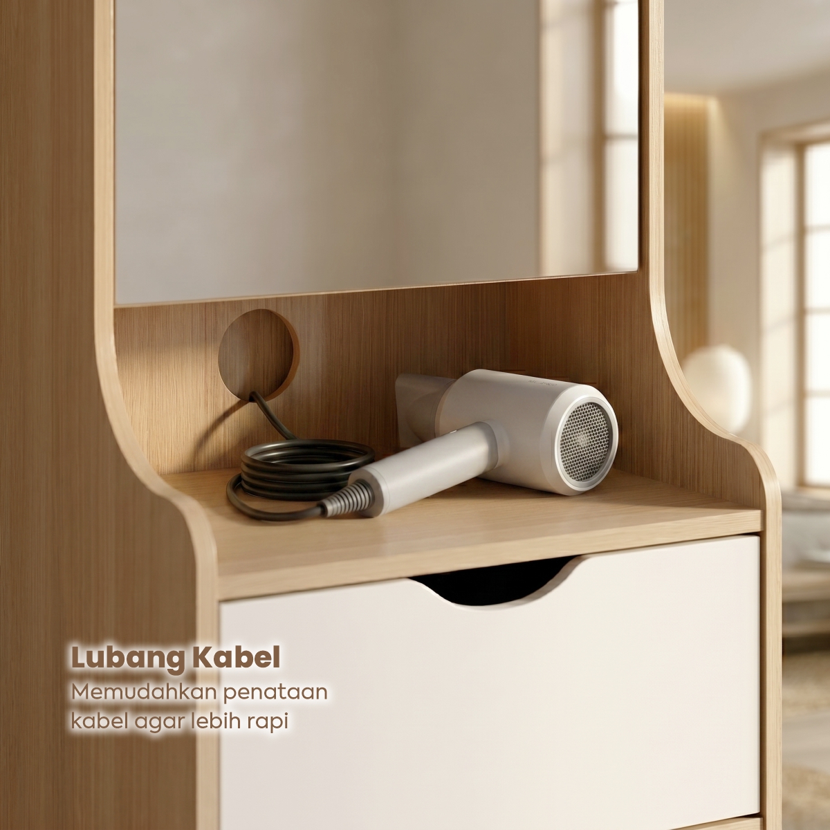 PIRA METROPOLIS OX - FUJI DS40 MEJA RIAS / CERMIN FULL BODY / MEJA RIAS MINIMALIS warna PRO OAK - WHITE - PIRA - foto 5