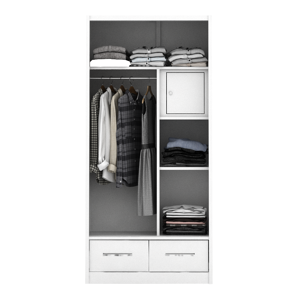 PIRA - CATTA 90D MWDSL LEMARI PAKAIAN BESI SLIDING / PINTU GESER warna LIGHT MARBLE - WHITE - PIRA - foto 9