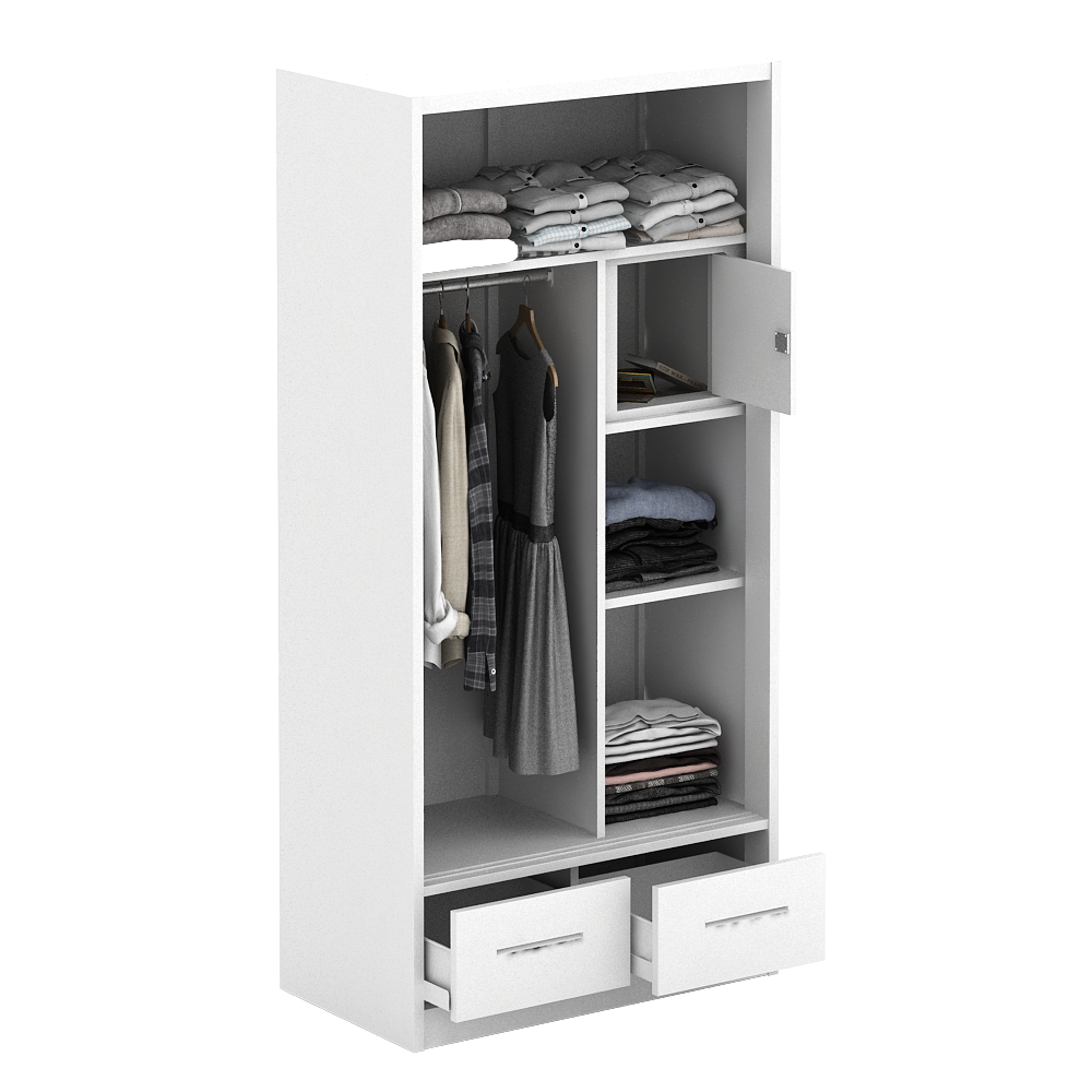 PIRA - CATTA 90D MWDSL LEMARI PAKAIAN BESI SLIDING / PINTU GESER warna LIGHT MARBLE - WHITE - PIRA - foto 10