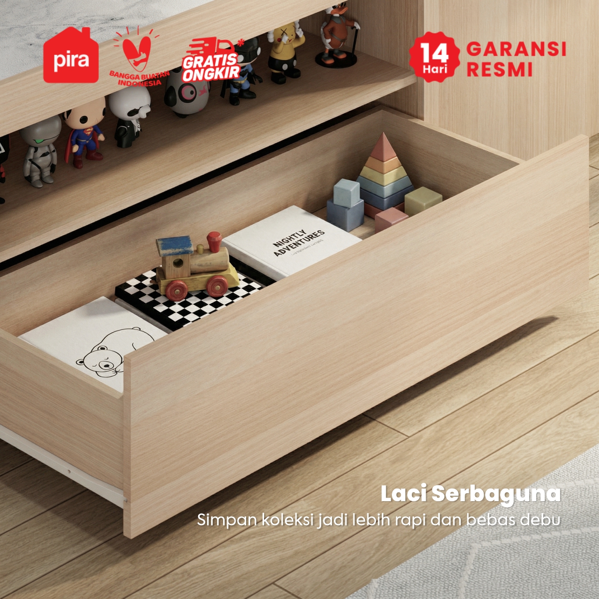 PIRA METROPOLIS OX - ABRAM TV160 DR LOW MEJA TV / RAK TV / BUFET / KABINET warna PRO OAK - WHITE MARBLE - PIRA METROPOLIS OX - foto 8
