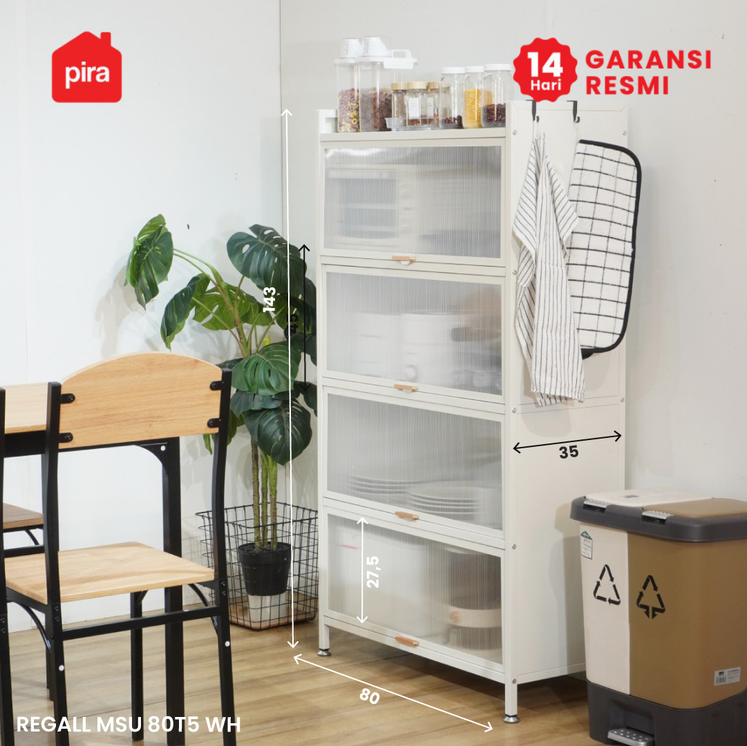 PIRA - REGALL AVA 80T5 LEMARI DAPUR / RAK DAPUR / RAK DAPUR BESI / RAK SUSUN SERBAGUNA warna WHITE - PIRA - foto 1