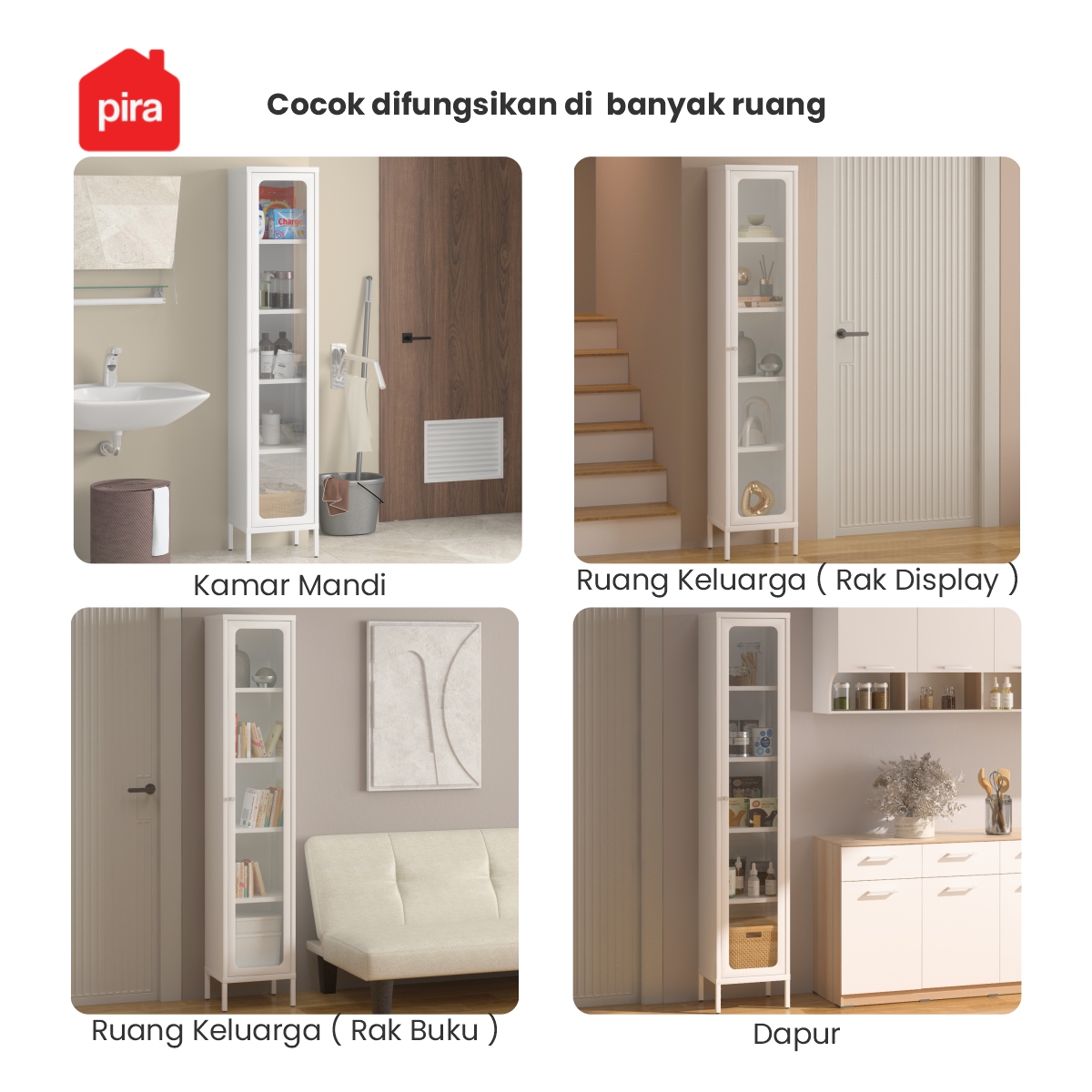 PIRA - KLENA MBTC FG LEMARI BESI / RAK KAMAR MANDI / LEMARI KAMAR MANDI / RAK DISPLAY / RAK BUKU warna WHITE - PIRA - foto 5