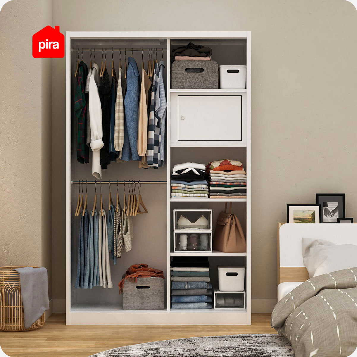 PIRA METROPOLIS - HEXA 120 A MWDSL LEMARI PAKAIAN BESI SLIDING / PINTU GESER warna WHITE - KHAKI - PIRA - foto 2
