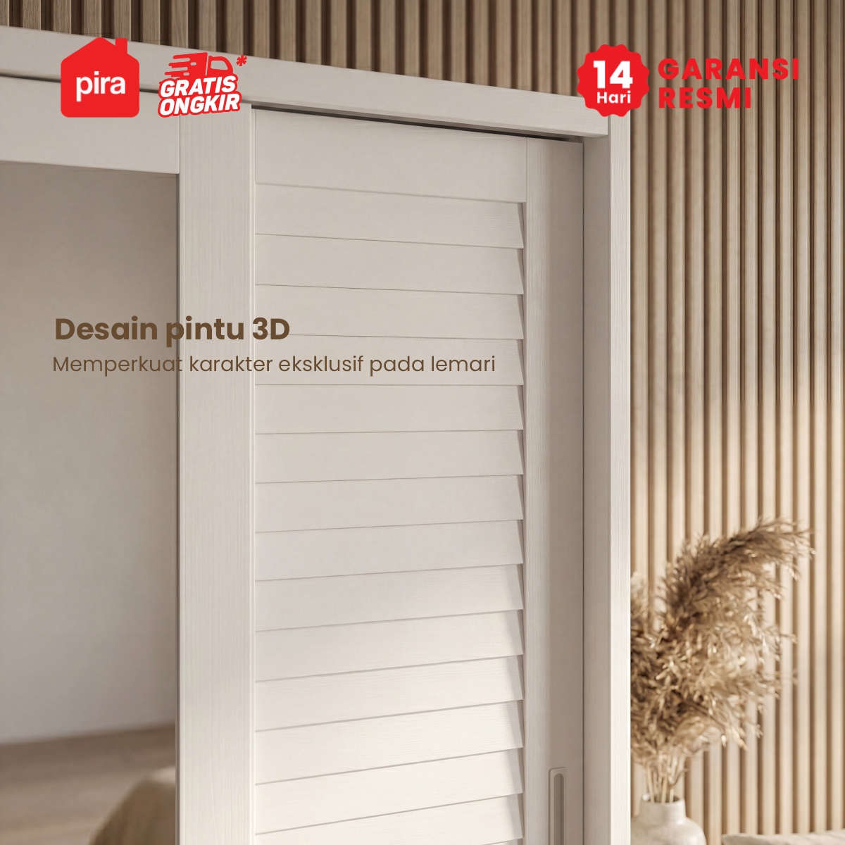 PIRA - SHUTTER 90 MWDSL LEMARI PAKAIAN BESI SLIDING / PINTU GESER warna WHITE - PIRA - foto 5