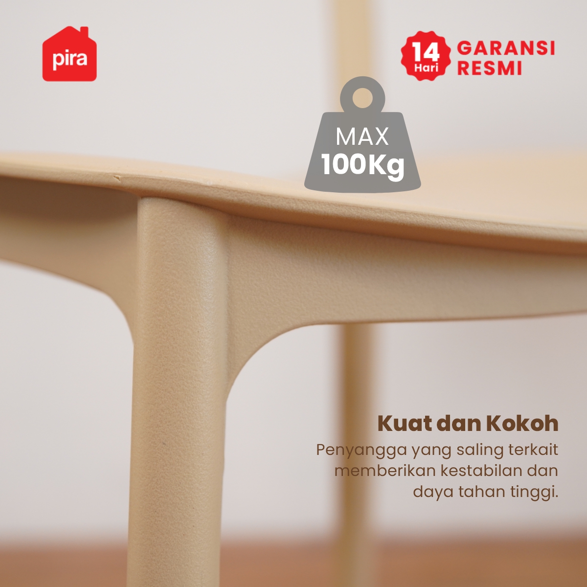PIRA - HELA DC KURSI PLASTIK / KURSI MAKAN / KURSI BELAJAR / KURSI SANTAI / KURSI TERAS / KURSI CAFE warna KHAKI - PIRA - foto 5