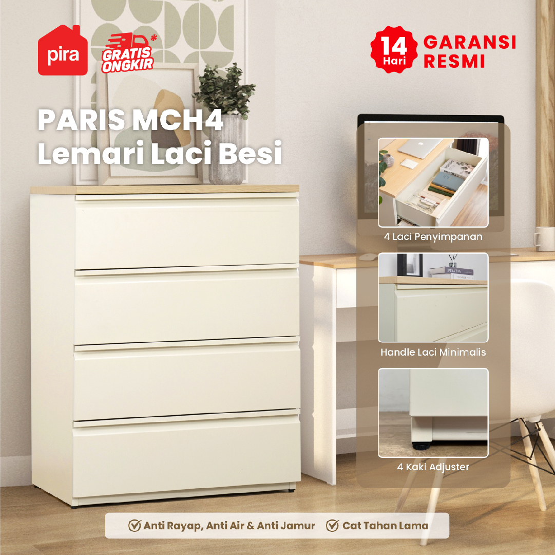 PIRA -  PARIS MCH4 LEMARI LACI / LACI BESI warna CREAM-SONOMA OAK - PIRA - foto 1