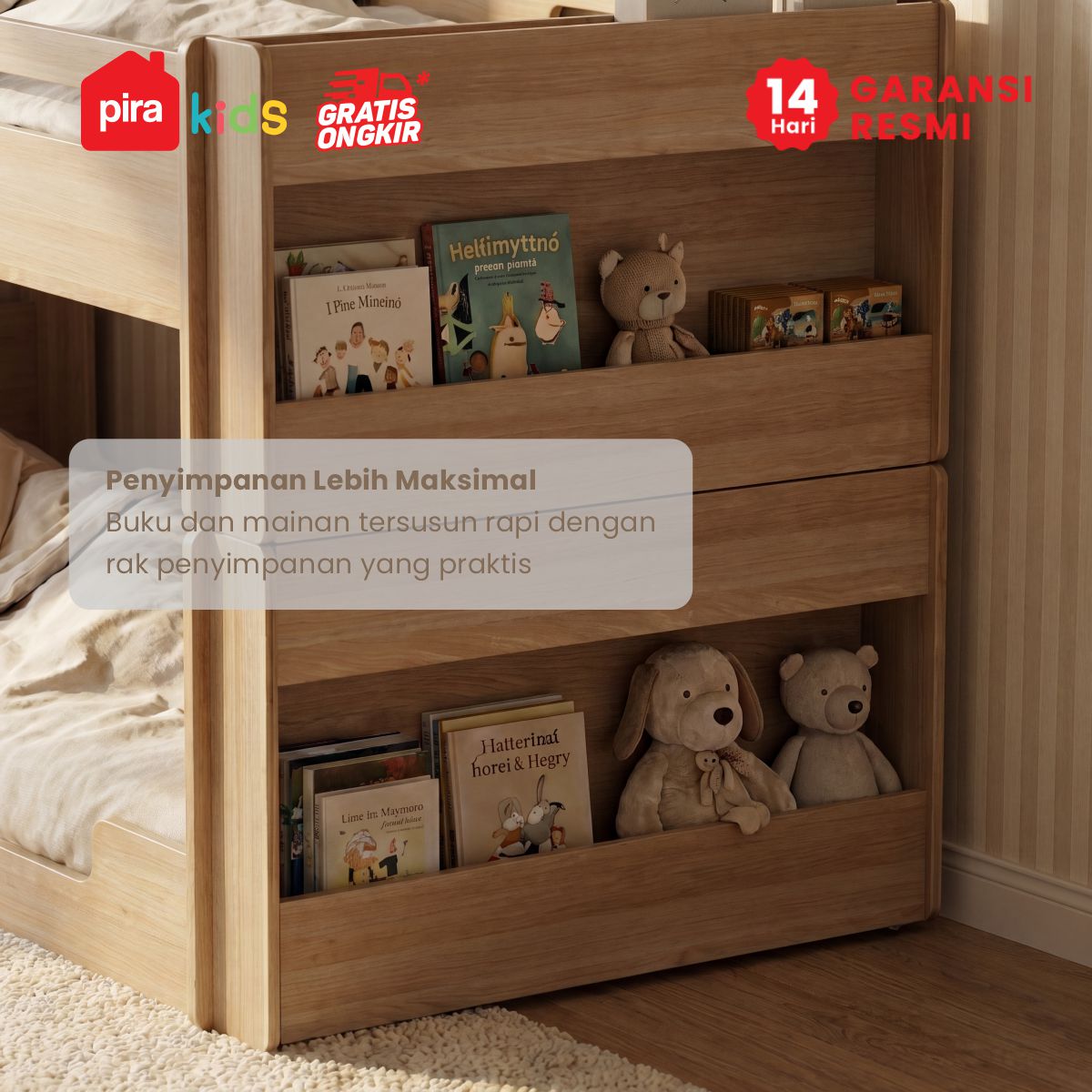 PIRA KIDS - MIYO BB100 DIPAN TEMPAT TIDUR SUSUN / DIPAN TINGKAT / RANJANG TINGKAT warna PRO OAK - PIRA KIDS - foto 3