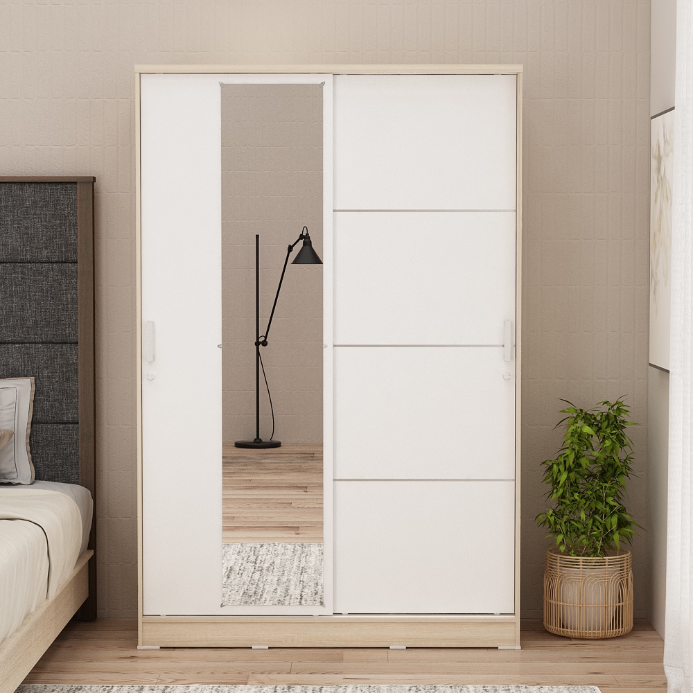 PIRA METROPOLIS - ALBA BAZ SL120LT LEMARI PAKAIAN 2 PINTU GESER warna SONOMA OAK - WHITE - METROPOLIS - foto 7