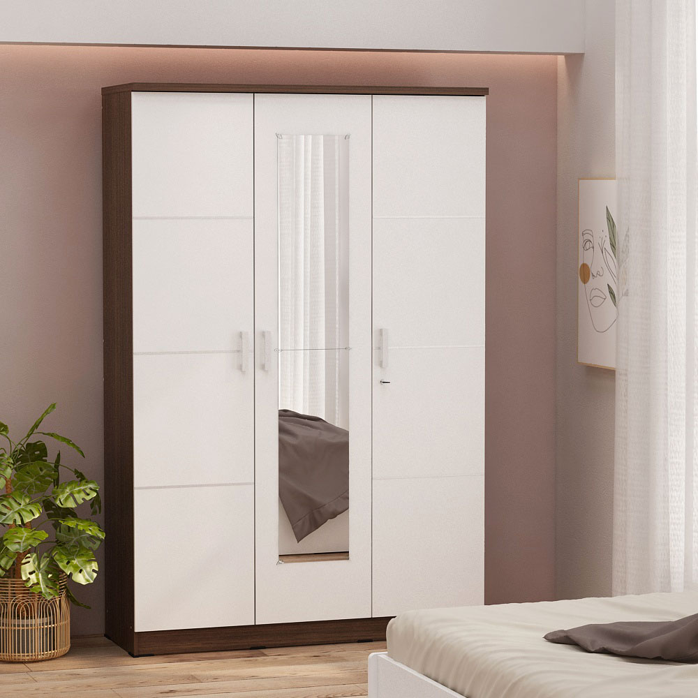 PIRA METROPOLIS - ALBA BAZ 3MN LT LEMARI PAKAIAN 3 PINTU warna AMERICAN WALNUT - WHITE - METROPOLIS - foto 10