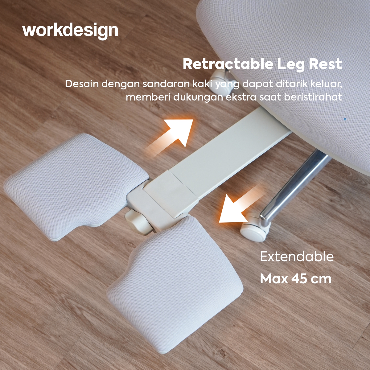 WORKDESIGN ANISEYA PC KURSI KANTOR / KURSI KERJA ERGONOMIS DENGAN LUMBAR SUPPORT warna GREY - WORKDESIGN - foto 6