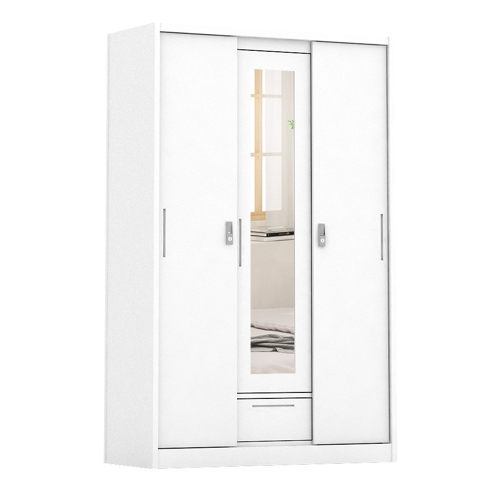 PIRA -  STEEL A 3A N SSL MWD LEMARI PAKAIAN BESI 3 PINTU SLIDING / PINTU GESER warna WHITE - PIRA - foto 6