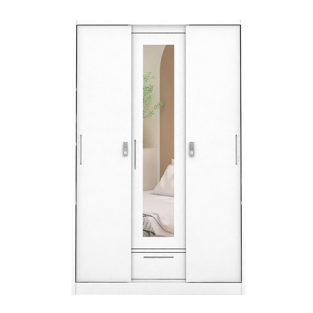 PIRA -  STEEL A 3A N SSL MWD LEMARI PAKAIAN BESI 3 PINTU SLIDING / PINTU GESER warna WHITE - PIRA - foto 5