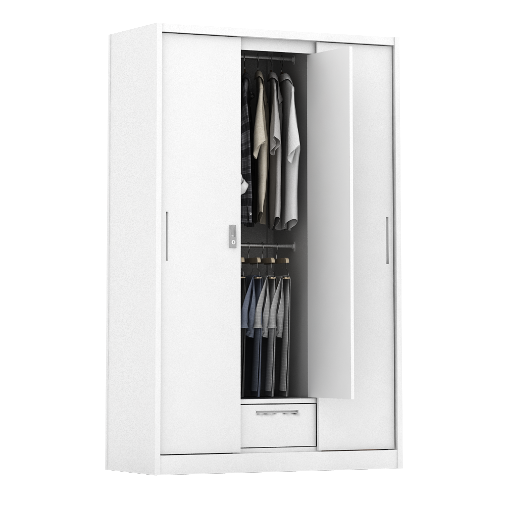 PIRA -  STEEL A 3A N SSL MWD LEMARI PAKAIAN BESI 3 PINTU SLIDING / PINTU GESER warna WHITE - PIRA - foto 9