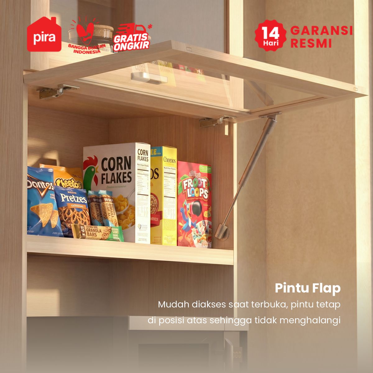 PIRA - NAKAU KCDT80 LEMARI DAPUR / RAK DAPUR / KITCHEN SET / KABINET DAPUR DENGAN MEJA MAKAN warna PRO OAK - PIRA - foto 5