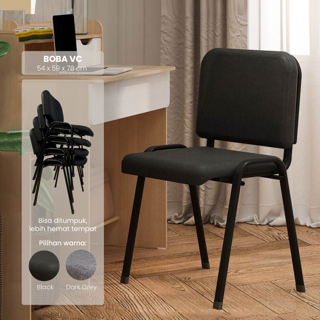 PIRA WORK - BOBA VC KURSI MEETING / KURSI SUSUN / KURSI HADAP / KURSI KANTOR / KURSI KERJA / ISO CHAIR warna BLACK - PIRA WORK - foto 1