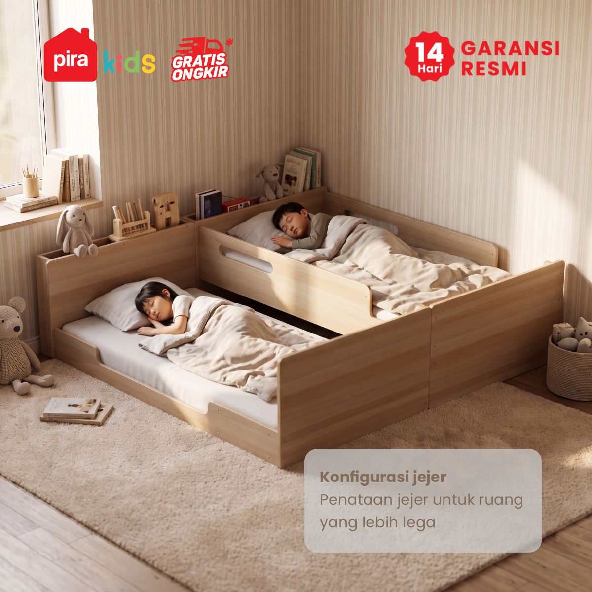 PIRA KIDS - MIYO BB100 DIPAN TEMPAT TIDUR SUSUN / DIPAN TINGKAT / RANJANG TINGKAT warna PRO OAK - PIRA KIDS - foto 2
