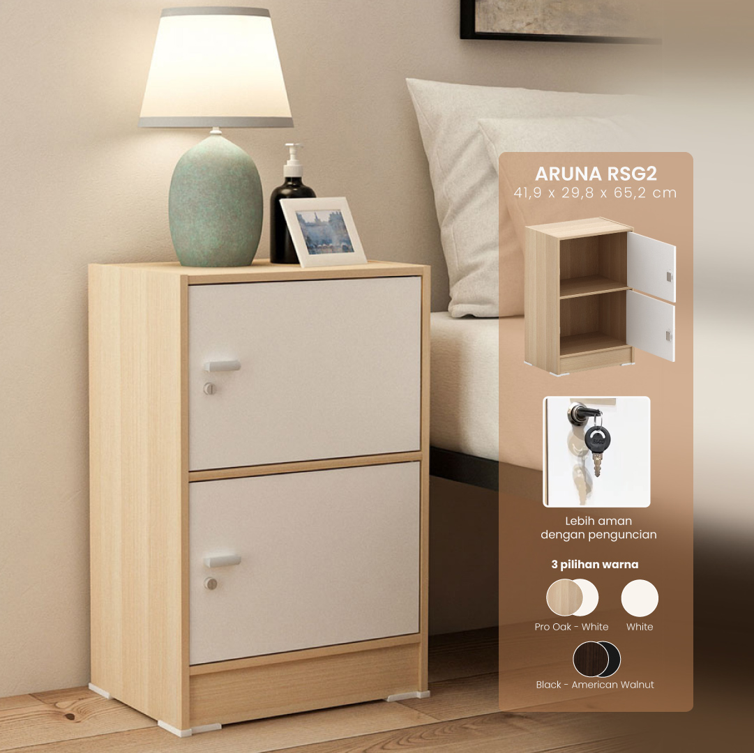 PIRA METROPOLIS OX -  ARUNA RSG2 RAK SERBAGUNA / RAK SUSUN 2 PINTU warna WHITE - PRO OAK - PIRA METROPOLIS OX - foto 1