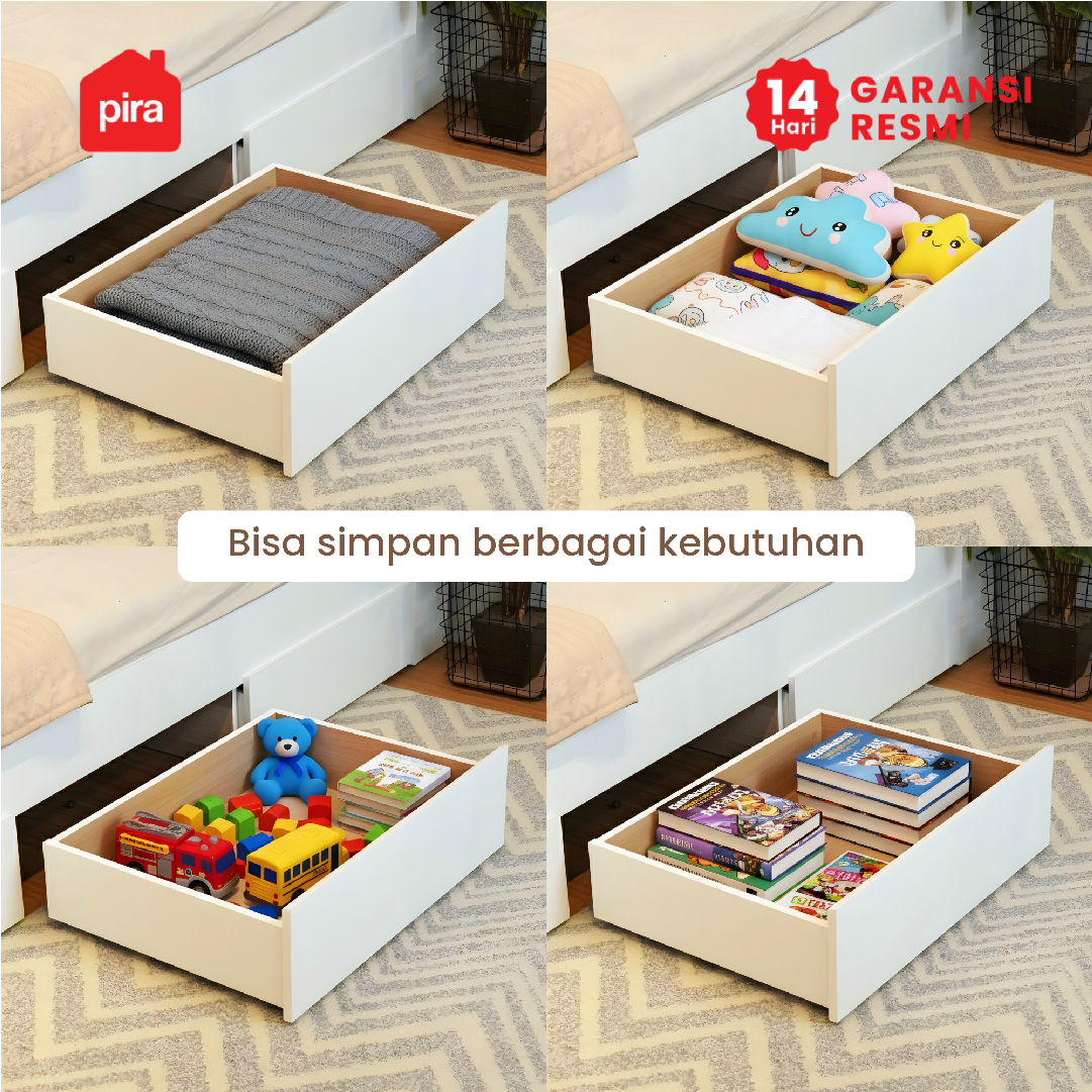PIRA - SAMARA AVA BD180 DIPAN / RANJANG / TEMPAT TIDUR DENGAN LACI PENYIMPANAN DAN LED warna WHITE - PRO OAK - PIRA - foto 7
