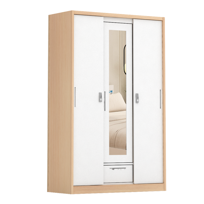 PIRA - ASHTON A 3A N SSL MWD LEMARI PAKAIAN BESI 3 PINTU SLIDING / PINTU GESER warna LIGHT ASH - WHITE - PIRA - foto 14