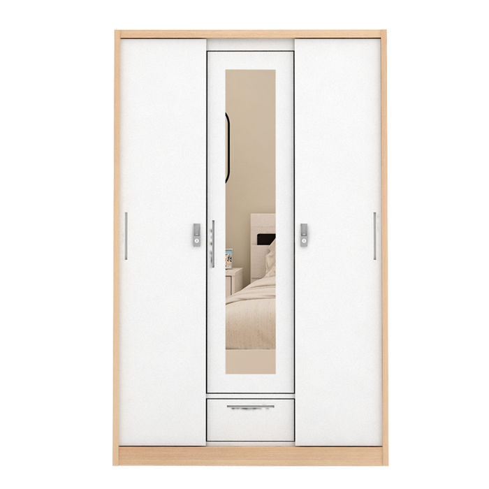 PIRA - ASHTON A 3A N SSL MWD LEMARI PAKAIAN BESI 3 PINTU SLIDING / PINTU GESER warna LIGHT ASH - WHITE - PIRA - foto 8