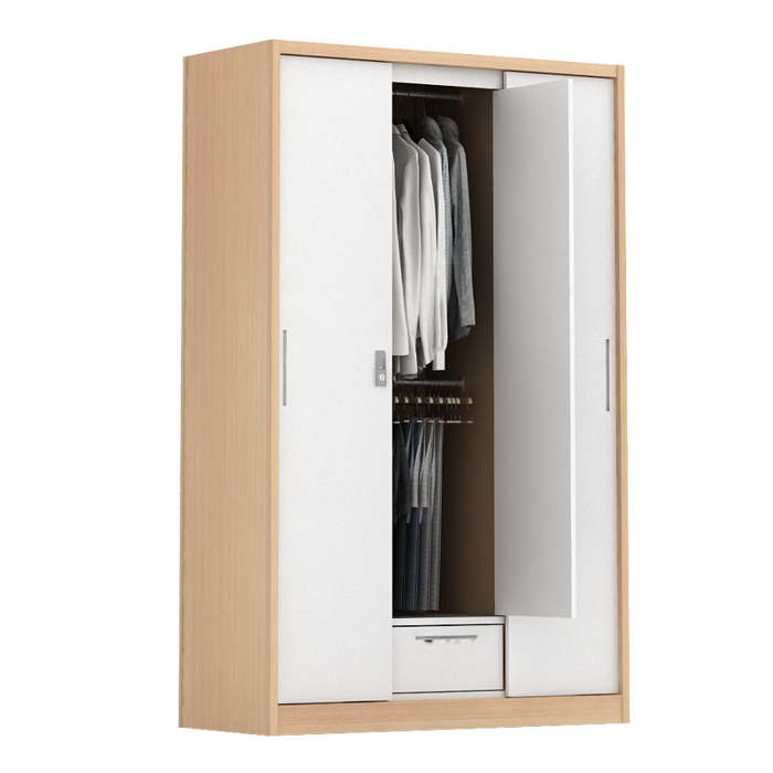 PIRA - ASHTON A 3A N SSL MWD LEMARI PAKAIAN BESI 3 PINTU SLIDING / PINTU GESER warna LIGHT ASH - WHITE - PIRA - foto 11