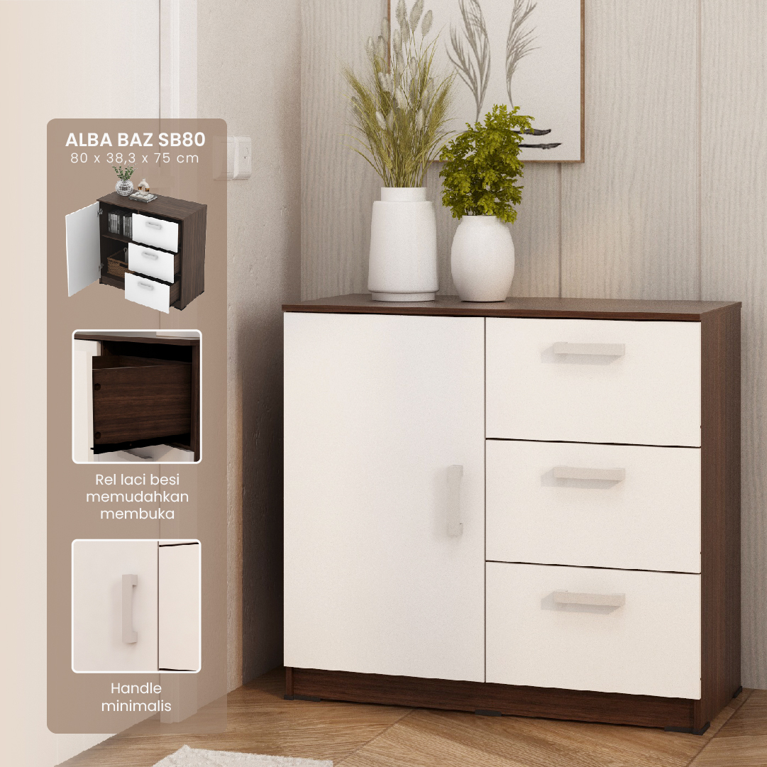 PIRA METROPOLIS - ALBA BAZ SB 80 BUFET warna AMERICAN WALNUT - WHITE - METROPOLIS - foto 1