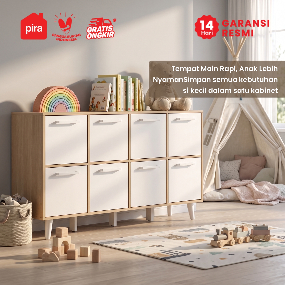 PIRA METROPOLIS - EDEN SB8P MEJA TV / BUFET / KABINET / RAK SERBAGUNA / LEMARI PAKAIAN warna PRO OAK - WHITE - PIRA METROPOLIS - foto 10