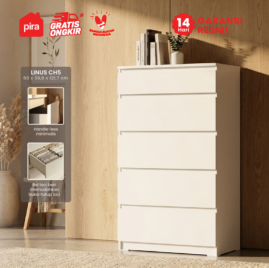 PIRA -  LINUS CH5 LEMARI LACI warna WHITE SM - PIRA - foto 1