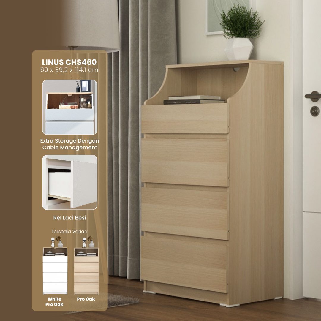 PIRA -  LINUS CHS460 LEMARI LACI / LEMARI SUSUN / DRAWER warna PRO OAK - PIRA - foto 1