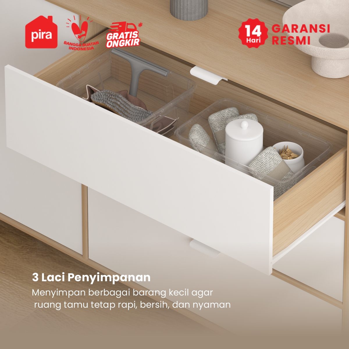 PIRA METROPOLIS OX - BELATRIX SB160 BUFET / KABINET / SIDEBOARD / MEJA TV warna PRO OAK - WHITE - PIRA METROPOLIS OX - foto 5