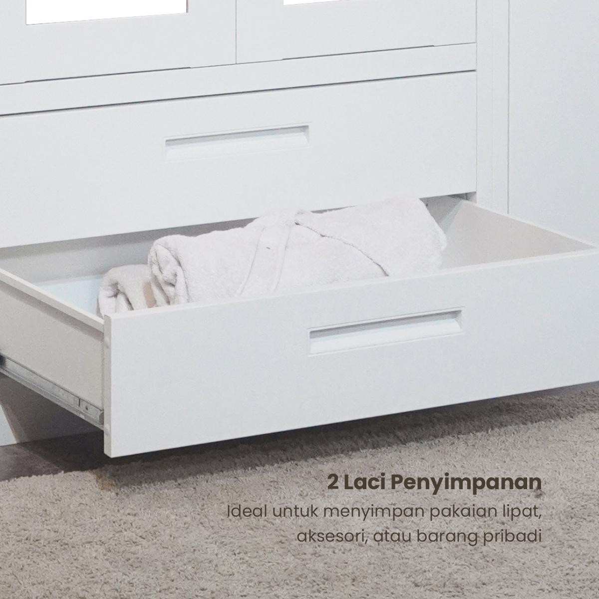 PIRA - SAXON 6P FGD MWD LEMARI PAKAIAN BESI 6 PINTU DENGAN LACI DAN LED warna WHITE - PIRA - foto 5