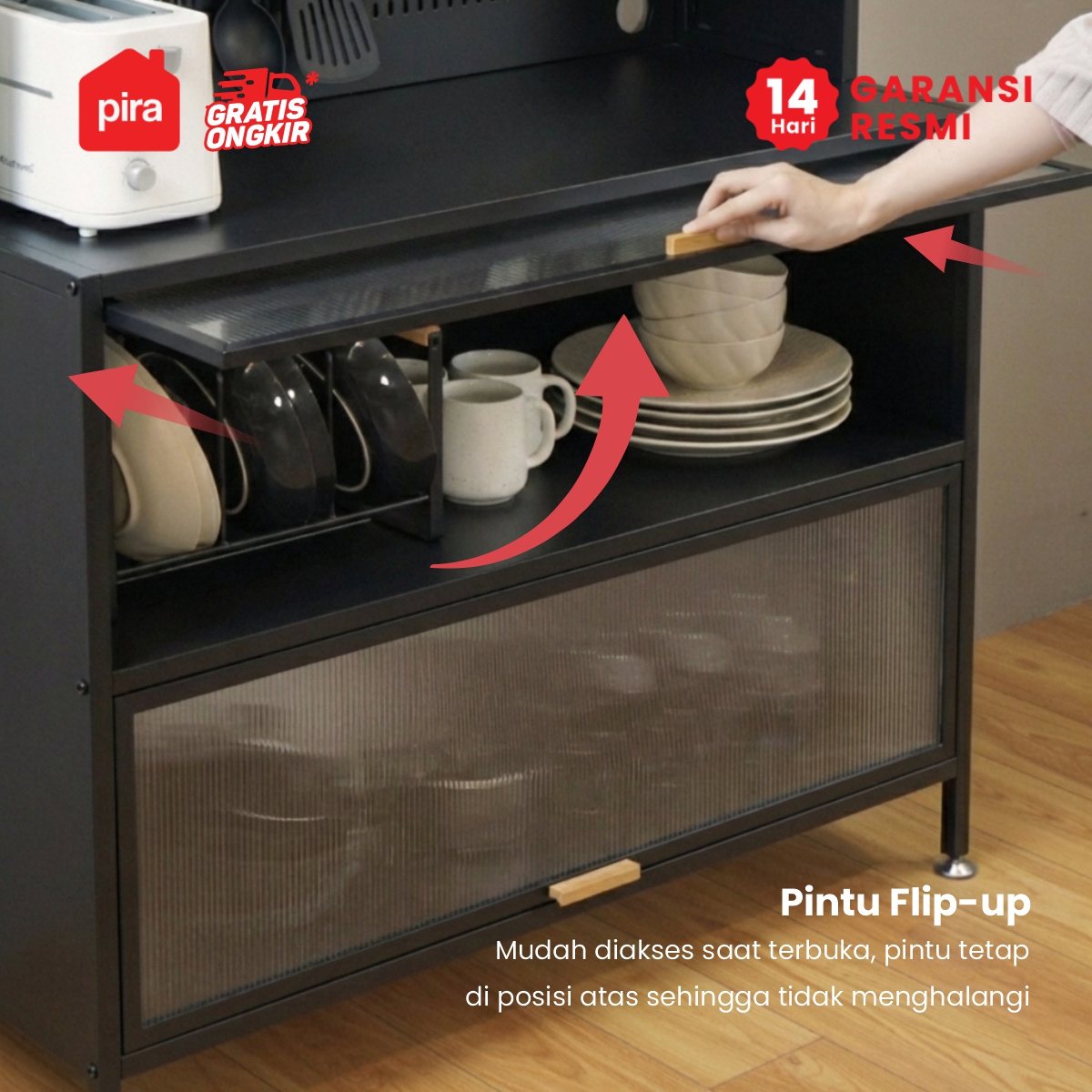 PIRA - ESSEN AVA 100T6 LEMARI DAPUR / RAK DAPUR / RAK OVEN / RAK MICROWAVE / RAK PIRING / RAK DAPUR BESI warna BLACK - PIRA - foto 7