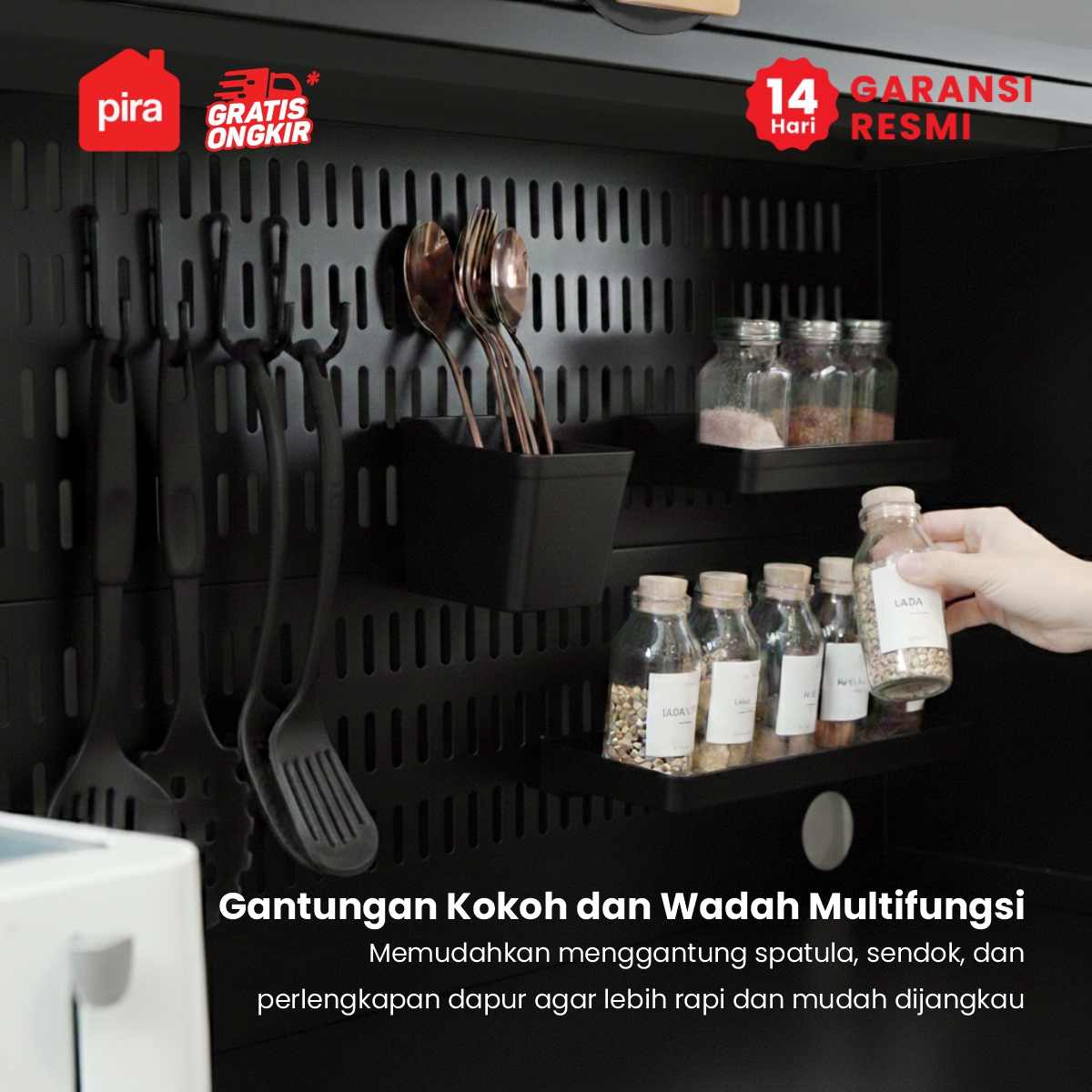 PIRA - ESSEN AVA 100T6 LEMARI DAPUR / RAK DAPUR / RAK OVEN / RAK MICROWAVE / RAK PIRING / RAK DAPUR BESI warna BLACK - PIRA - foto 5