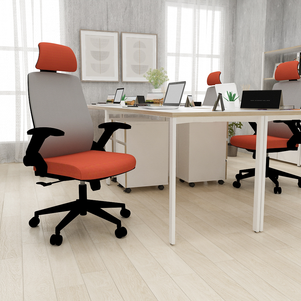 WORKDESIGN - TANO PC PR KURSI KANTOR / KURSI KERJA ERGONOMIS DENGAN LUMBAR SUPPORT warna RED - WORKDESIGN - foto 1