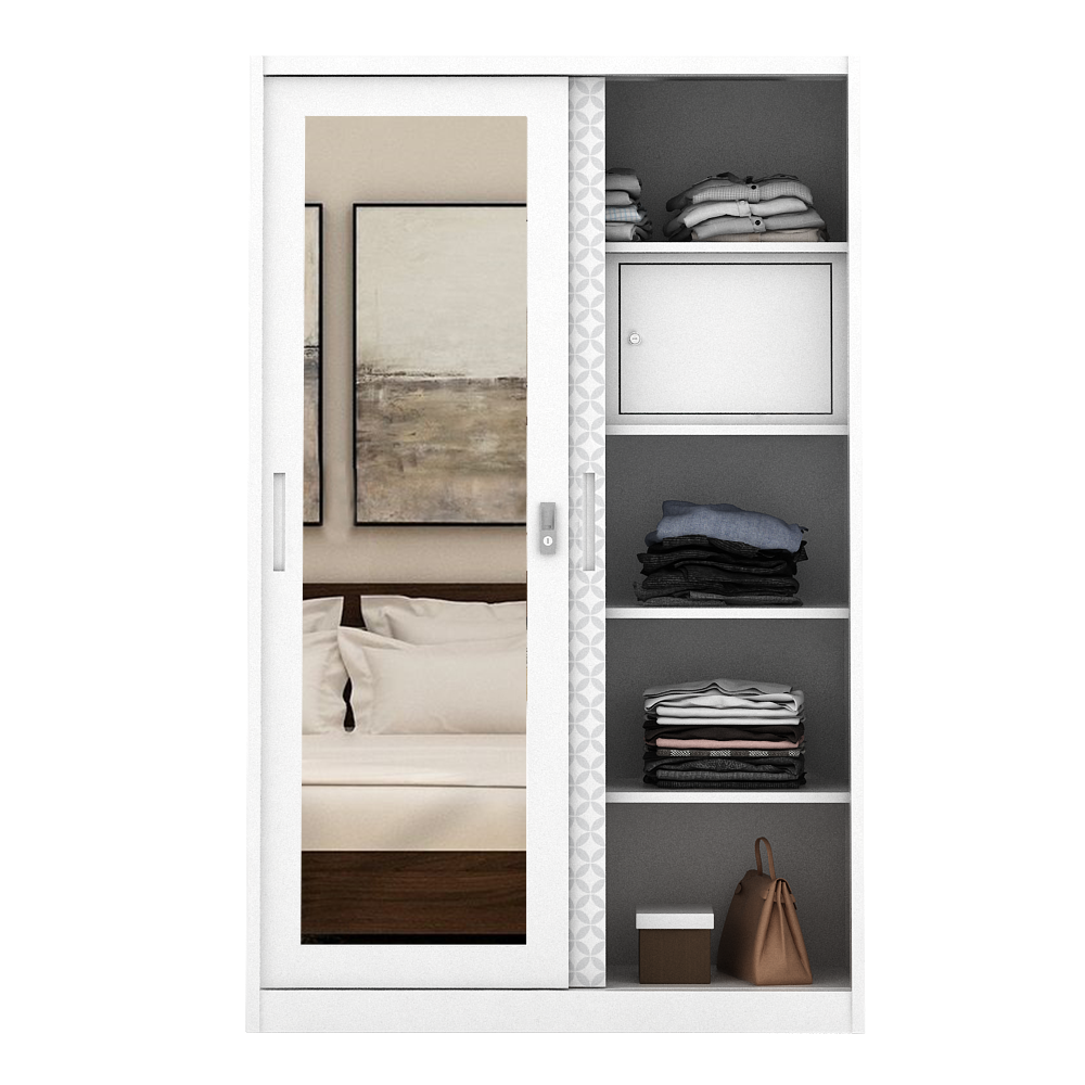 PIRA BAVARIAN - KUNST 120  MWDSL LEMARI PAKAIAN BESI SLIDING PINTU GESER warna WHITE - BAVARIAN - foto 4