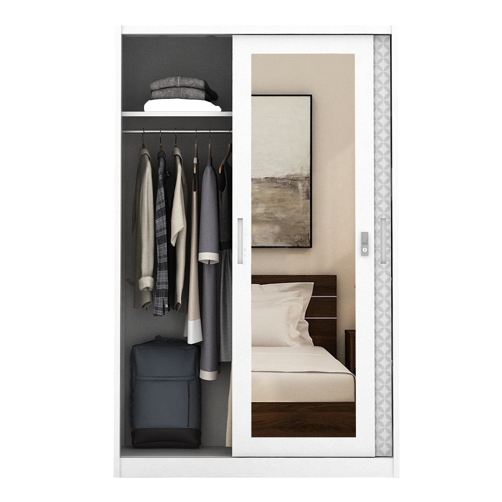 PIRA BAVARIAN - KUNST 120  MWDSL LEMARI PAKAIAN BESI SLIDING PINTU GESER warna WHITE - BAVARIAN - foto 5