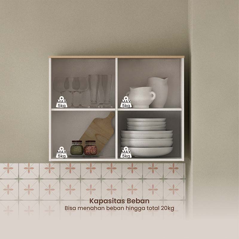 PIRA METROPOLIS -  ASHLEY AVA KC WU80 RAK DAPUR / RAK GANTUNG DAPUR / KITCHEN SET ATAS warna WHITE - PRO OAK - PIRA METROPOLIS - foto 2