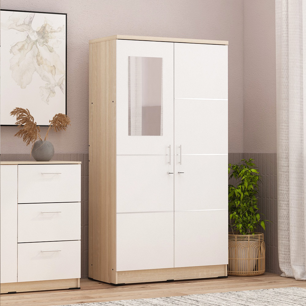 PIRA METROPOLIS - ALBA 2PM LT LEMARI PAKAIAN MEDIUM 2 PINTU warna SONOMA OAK - WHITE - WHITE - METROPOLIS - foto 10